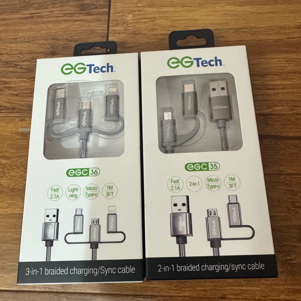 EG Tech EGC35 Charging CORD WITH 2 IN 1 BRAIDED MICRO AND TYPE-C FAST CHARGE lot